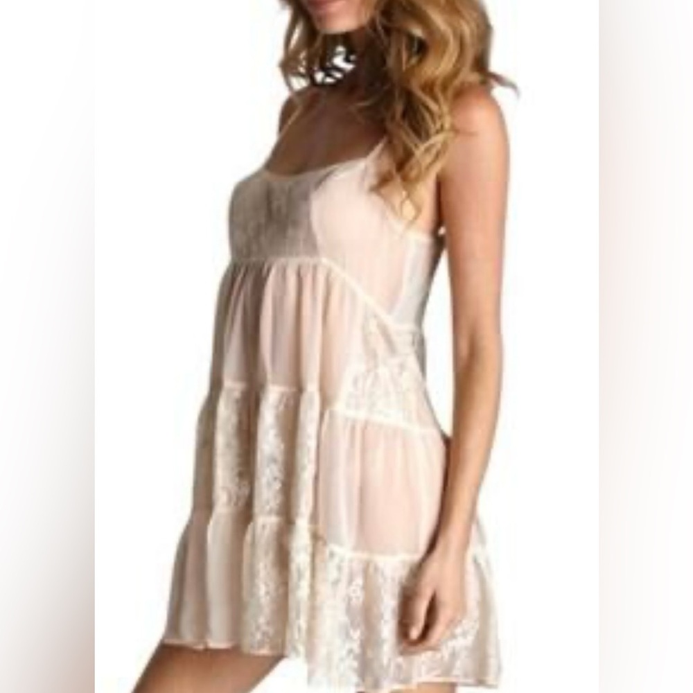 Free People Cream Ivory Lace Slip Dress